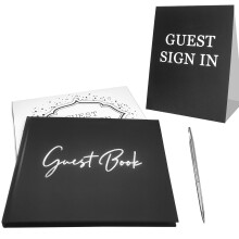 Gästbok svart 100 sidor 7,5 x 10 tum