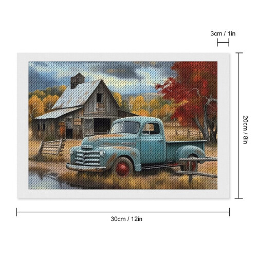 Diamantkunstsett Vintage lastebilgårdsscene5D Rund 1