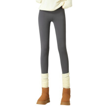 Leggings de forro polar de talle alto para mujer, gruesos, color gris, ideales para invierno.