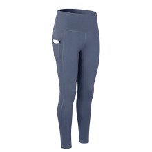 Damen-Yogahose mit hohem Bund und Taschen, Grau, Größe XXL