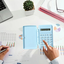 Calculatrice portable Ă clapet Macaron Blue 8 chiffres
