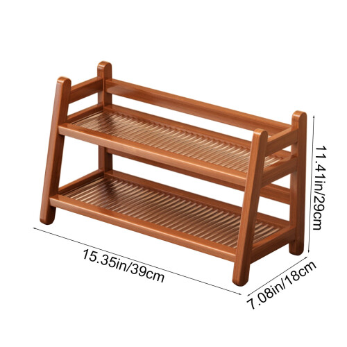 Wooden Desktop Storage Rack 2-Tier Countertop Shelf 2