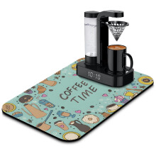 Coffee Bar Fun Mat Anti-Slip Absorbent 19.5x12in