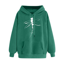 Mint Green Women's Long Sleeve Hoodie with Heart Print