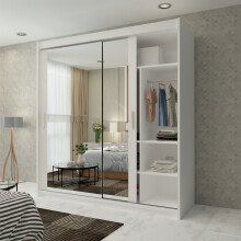 (White, 203cm) Double Sliding Doors Mirrored Wardrobes
