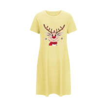Women's Plus Size Christmas Print Sleepdress Crewneck Short