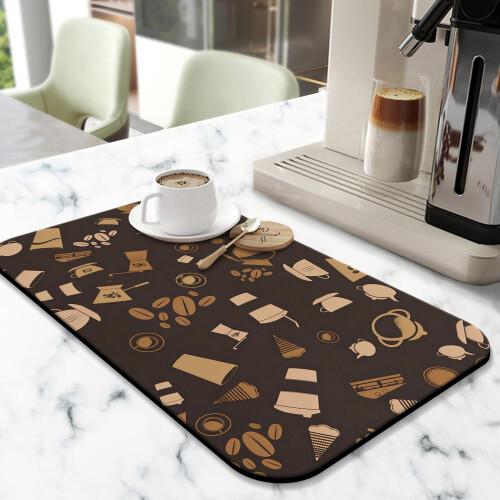 Diatom Mud Coffee Mat Absorbent Spill-Proof 19.5x12 in 1