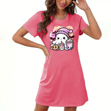 Women's Halloween fleece pajama dress plus size S-2XL