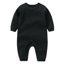 Baby Bodysuit Round Neck Long Sleeve Black 9 Months