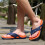 Men's summer beach flip flops orange size 9.5 7