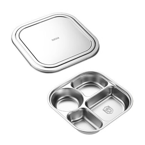 Multipurpose Stainless Steel Partitioned Plates Dish-Four grids