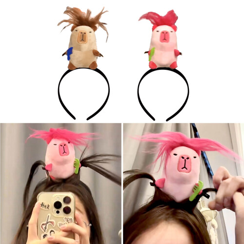 Funny Capybara Hairband Comfortable Face Props Soft Stage-Brown 2