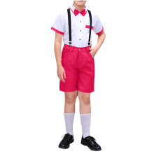Boys Summer Suit Set with Bow Tie Hot Pink Size 15-16