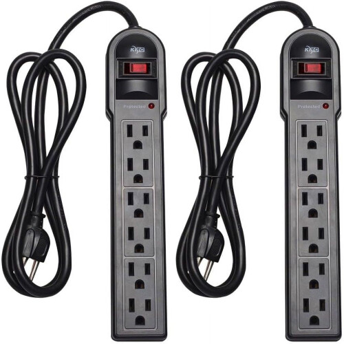 Surge Protector Power Strip Black 2-Pack 900J 4-Foot