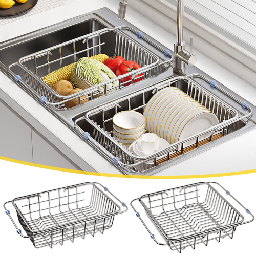 Stainless Steel Adjustable Dish Drying Rack for Sink or