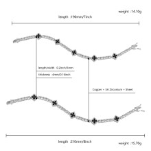 Pulsera de tenis con trébol de cuatro hojas, cobre, circonita 5A, 7" 8"