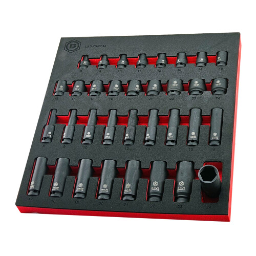 Britool Hallmark 34Pc Impact Socket Set 8-24mm - 1/2" Drive 2