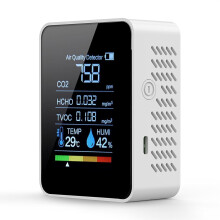 Air Quality Monitor CO2 TVOC HCHO Temp Humidity 5-in-1 White