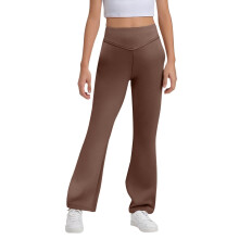 Mädchen-Schuluniformhose, braun, Stretch, hoher Bund, schmal