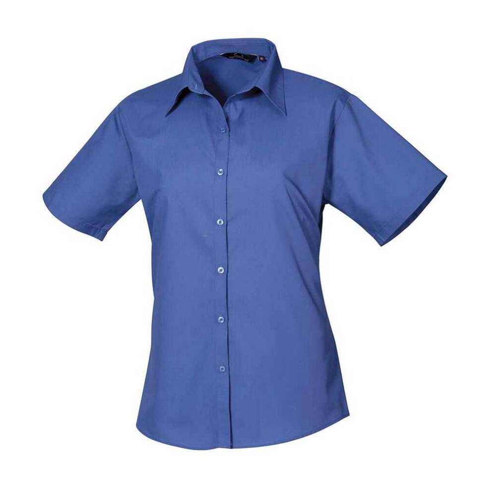 Premier (16 Uk, Royal Blue) Womens/Ladies Poplin Short-Sleeved Blouse