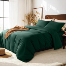 (Emerald, Super King) Plain Dyed Duvet Quilt Cover with Pillowcase Bedding Set Quilt Cover Set Single Double King Size