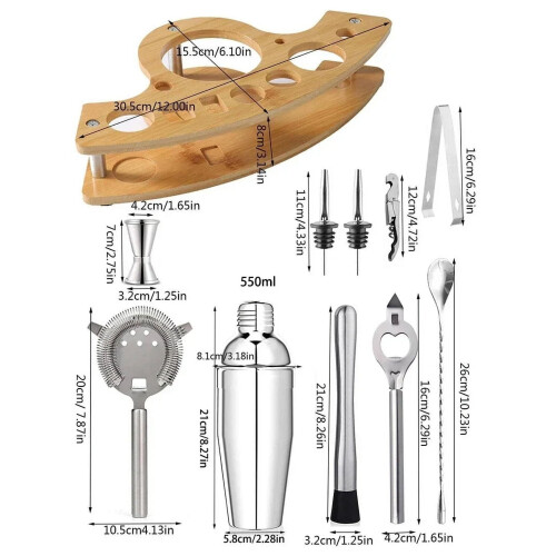 Cocktailshaker-Set aus Edelstahl, 6-, 7- oder 10-teilig