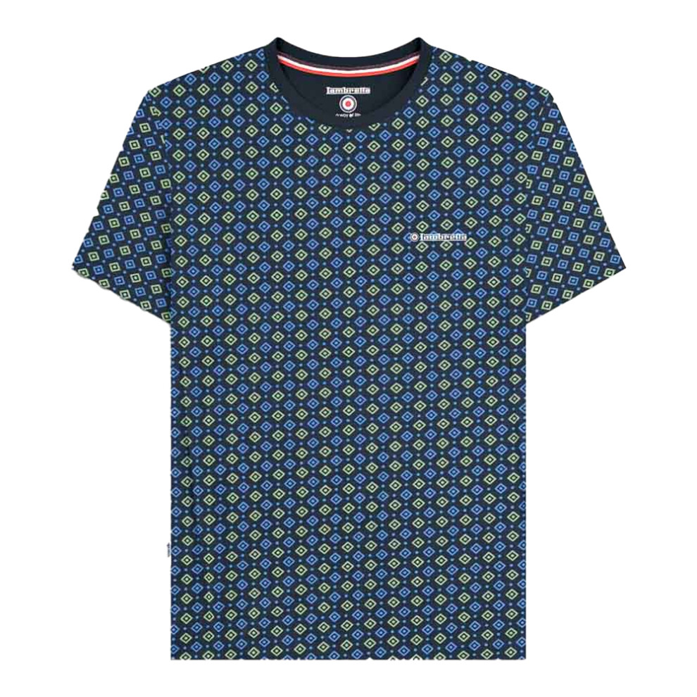 Lambretta (L, Navy/Basil) Mens Ss25 Geometric T-Shirt