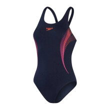 (6 UK, Navy/Pink) Speedo Womens/Ladies Placement Abstract Muscleback One Piece Swimsuit