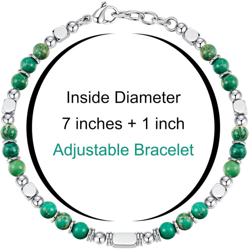 Boho beaded bracelet for women silver gold 7 inch adjustable 2