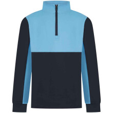 (7-8 Years, Navy/Sky Blue) Finden & Hales Childrens/Kids Quarter Zip Fleece Top