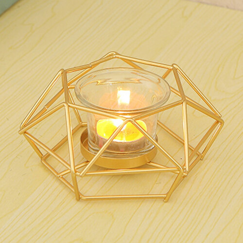 Hexagonal Iron Candle Holder Modern Geometric 1 Piece 1