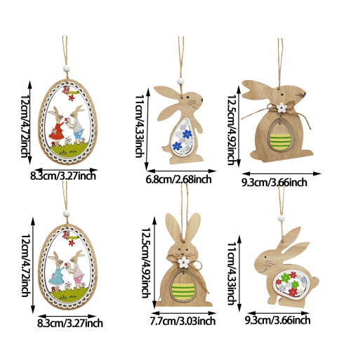 Easter wooden rabbit heart hanging ornament 2