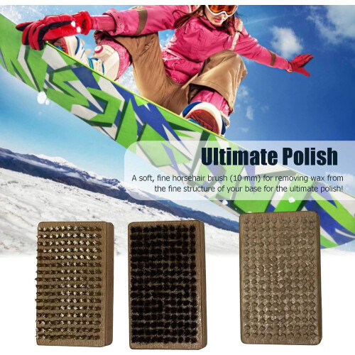 Snowboard-Wachspinsel-Set, Rosshaar, Nylon, Messing, 3-teilig 2