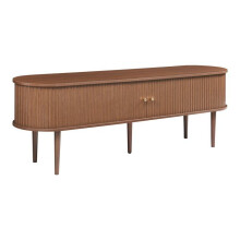 Mueble de TV - HELLOSHOP26 - 03_0010083 - Efecto nogal - 2 puertas correderas - 2 estantes ajustables