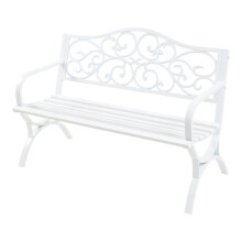 Banc de jardin 127 x 53 x 79 cm acier blanc 03_0008963