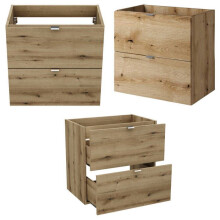 Mobili da bagno - HELLOSHOP26 - Newport - effetto rovere Coast Evoke Oak - lavabo e specchio - 2 cassetti Softclose