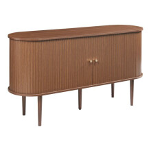 Buffet bas - HELLOSHOP26 - Buffet commode - 140 x 40 x 75 cm - 2 portes coulissantes - Effet noyer