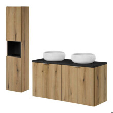 Conjunto de móveis de banheiro com armazenamento 120 x 57 x 39 cm efeito
