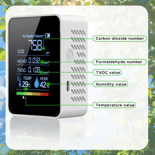 Παρακολούθηση Ποιότητας Αέρα CO2TVOC HCHO Θερμοκρασία Υγρασία 5 σε 1Λευκό 1