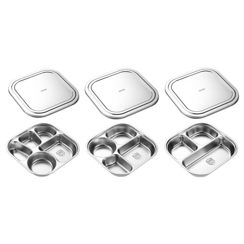 Effective Serving Trays with Dividers Stainless-Three grids 1