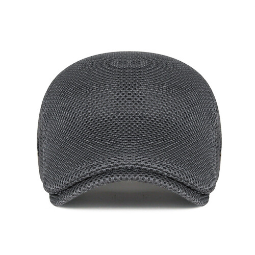 Men's Breathable Mesh Beret Hat - Summer Sun Protection Duckbill Cap LightGrey 1