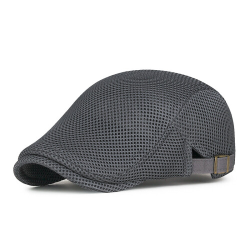 Men's Breathable Mesh Beret Hat - Summer Sun Protection Duckbill Cap LightGrey 2