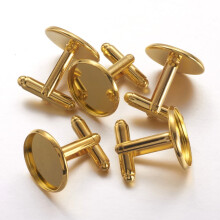 Brass Cufflinks Golden 18x18mm 20pc with 16mm Tray