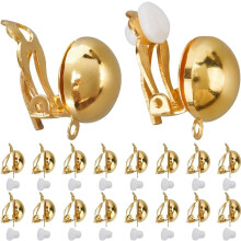 Brass Clip-On Earring Findings for Non-Pierced Ears 40 Pcs