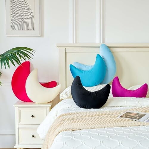 Fuchsia Moon Pillow Velvet Half-Moon Decorative Cushion 1