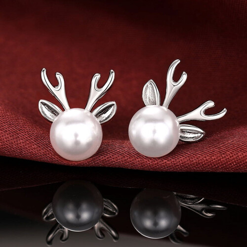 Pearl Antler Stud Earrings for Women 1 Pair