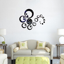 3D Mirror Wall Clock Sticker Black Home Decor