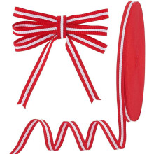 Red White Striped Grosgrain Ribbon 3/8 inch 100 yards