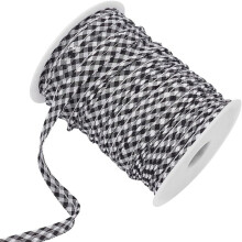 Black and White Buffalo Plaid Ribbon 3/8 inch x 65.62 yards