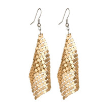 Women's Metal Mesh Tassel Drop Earrings Gold Silver